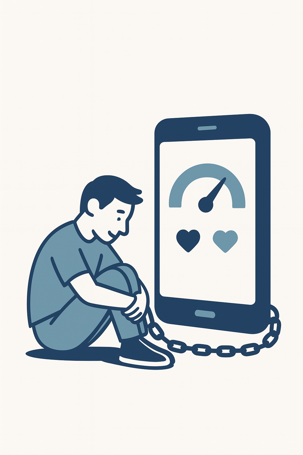 Telefon bağımlılığı illüstrasyonu